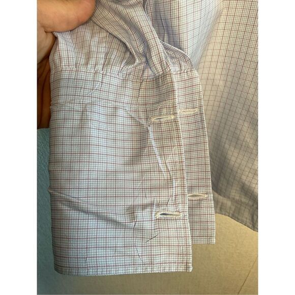 Kiton Shirt Mens‎ 15.5 39 Blue Long Sleeve Button Up Gingham Plaid Cotton Office - Picture 4 of 9
